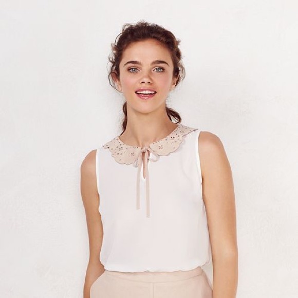 LC Lauren Conrad Tops - Lauren Conrad sheer white tank w/peter pan collar